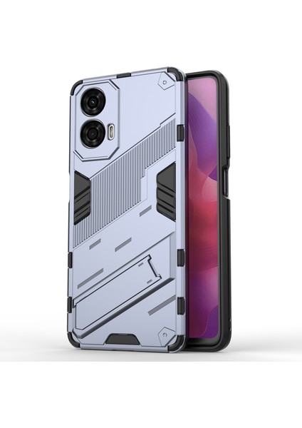 Motorola Moto G24 4g Kılıf Pc+Tpu Darbeye Dayanıklı Telefon Kılıfı Kickstand Ile-Gri (Yurt Dışından)