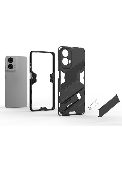 Motorola Moto G24 4g Kılıf Pc+Tpu Darbeye Dayanıklı Telefon Kılıfı Kickstand Ile-Gri (Yurt Dışından) fiyatları