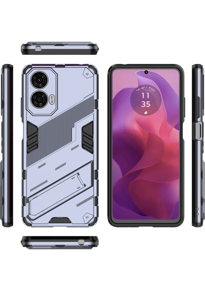 Motorola Moto G24 4g Kılıf Pc+Tpu Darbeye Dayanıklı Telefon Kılıfı Kickstand Ile-Gri (Yurt Dışından) indirimleri