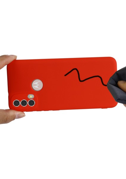 Motorola Moto E20/E30/E40 Sıvı Silikon Koruyucu Kılıf Çizilmez Ince Telefon Kılıfı Kayışlı-Kırmızı (Yurt Dışından) indirimleri
