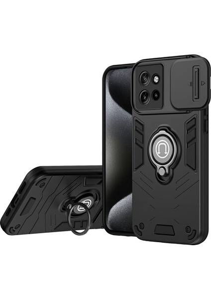 Motorola Edge 50 Neo 5g/moto S50 5g/thinkphone 25 5g Pc+Tpu Telefon Kılıfı Sürgülü Camshield Kickstand-Siyah (Yurt Dışından)