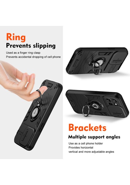 Motorola Edge 50 Neo 5g/moto S50 5g/thinkphone 25 5g Pc+Tpu Telefon Kılıfı Sürgülü Camshield Kickstand-Siyah (Yurt Dışından) fırsatları