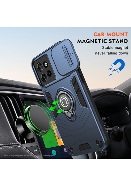 Motorola Edge 50 Neo 5g/moto S50 5g/thinkphone 25 5g Pc+Tpu Telefon Kılıfı Sürgülü Camshield Kickstand-Mavi (Yurt Dışından) modelleri