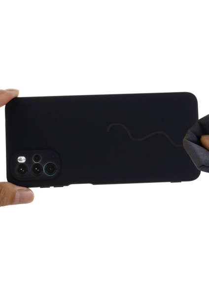 Motorola Moto G22/MOTO E32S 4g Sıvı Silikon Kılıf Yumuşak Çizilmez Mikrofiber Astar Darbeye Dayanıklı Koruyucu Kılıf Kayışlı-Siyah (Yurt Dışından) modelleri