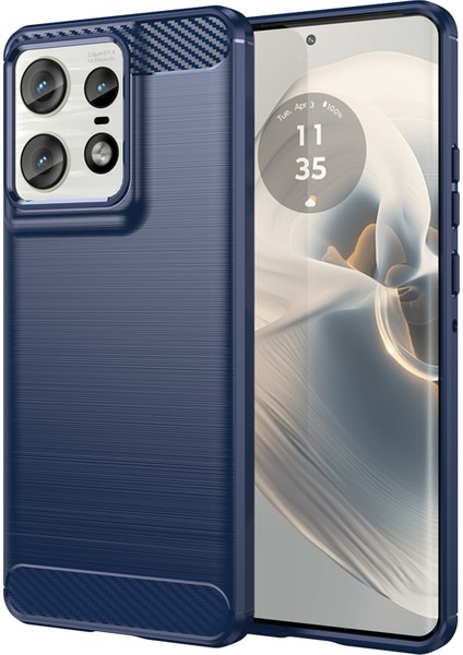 Motorola Edge 50 Pro 5g Kılıf Karbon Fiber Doku Fırçalanmış Yumuşak Tpu Telefon Kılıfı-Mavi (Yurt Dışından)