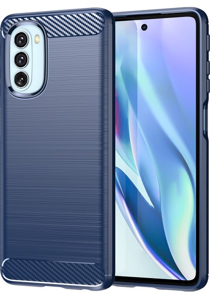 1.8mm Karbon Fiber Fırçalanmış Tasarım Yumuşak Tpu Düşmeye Karşı Telefon Koruyucu Kılıf Kapağı Motorola Moto G51 5g-Mavi (Yurt Dışından)