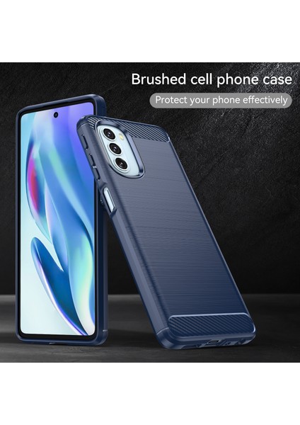 1.8mm Karbon Fiber Fırçalanmış Tasarım Yumuşak Tpu Düşmeye Karşı Telefon Koruyucu Kılıf Kapağı Motorola Moto G51 5g-Mavi (Yurt Dışından) modelleri