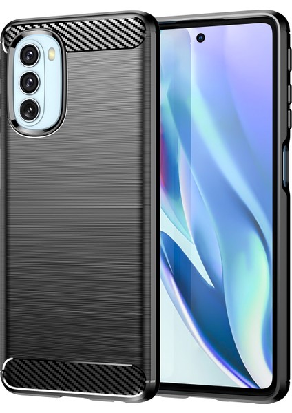 1.8mm Karbon Fiber Fırçalanmış Tasarım Yumuşak Tpu Düşmeye Karşı Telefon Koruyucu Kılıf Kapağı Motorola Moto G51 5g-Siyah (Yurt Dışından)