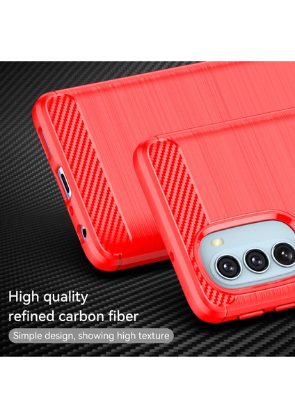 1.8mm Karbon Fiber Fırçalanmış Tasarım Yumuşak Tpu Düşmeye Karşı Telefon Koruyucu Kılıf Kapağı Motorola Moto G51 5g-Kırmızı (Yurt Dışından) indirimleri