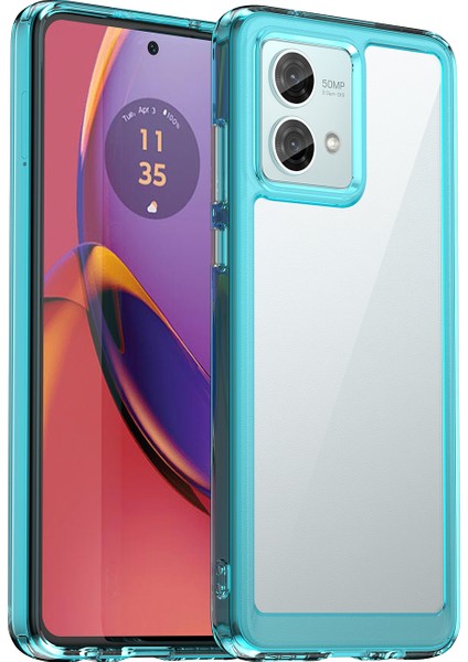 Motorola Moto G84 5g Kılıf Tpu+Akrilik Koruyucu Telefon Kılıfı-Şeffaf Mavi (Yurt Dışından)