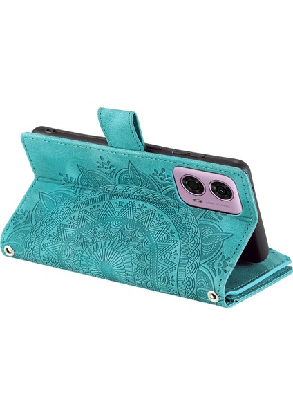 Motorola Moto E14 4G/G04 4G/G04S 4G/G24 4g Kılıf Flip Cüzdan Pu Deri Mandala Desen Fermuarlı Kapak-Yeşil (Yurt Dışından) indirimleri
