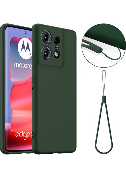 Motorola Edge 50 Pro 5g Kılıf Magsafe Anti-Düşme Sıvı Silikon Telefon Kılıfı ile Uyumludur - Kordonlu - Koyu Yeşil (Yurt Dışından)
