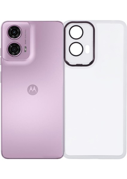 Dksm Serisi Motorola Moto G24 4g Kılıf Elektrolizle Kaplanmış Kamera Çerçevesi Tpu Telefon Kılıfı-Şeffaf Beyaz (Yurt Dışından)