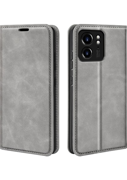 Motorola Edge 40 5g Pu Deri Cilt Dokunuşlu Cüzdan Standlı Telefon Kılıfı Için Manyetik Otomatik Emici Flip Kılıf-Gri (Yurt Dışından)