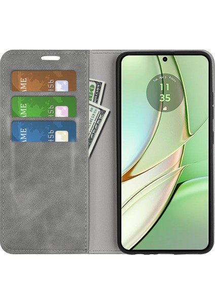 Motorola Edge 40 5g Pu Deri Cilt Dokunuşlu Cüzdan Standlı Telefon Kılıfı Için Manyetik Otomatik Emici Flip Kılıf-Gri (Yurt Dışından) fiyatları