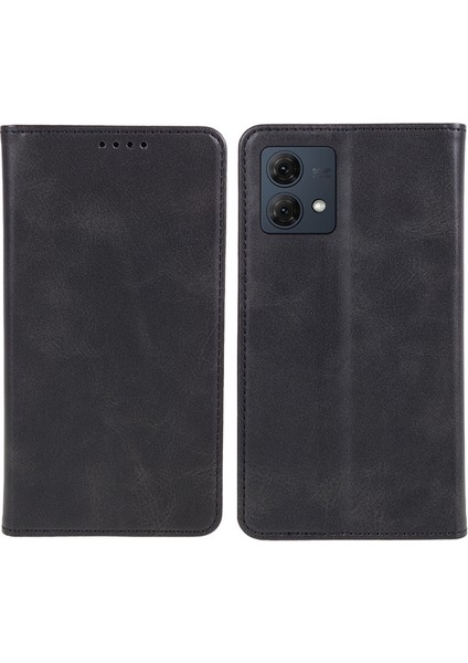 Motorola Moto G84 5g Pu Deri Cep Telefonu Kılıfı Dana Doku Standı Cüzdan Kapağı-Siyah (Yurt Dışından)