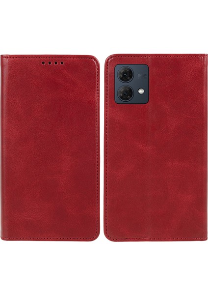 Motorola Moto G84 5g Pu Deri Cep Telefonu Kılıfı Dana Doku Standı Cüzdan Kapağı-Kırmızı (Yurt Dışından)