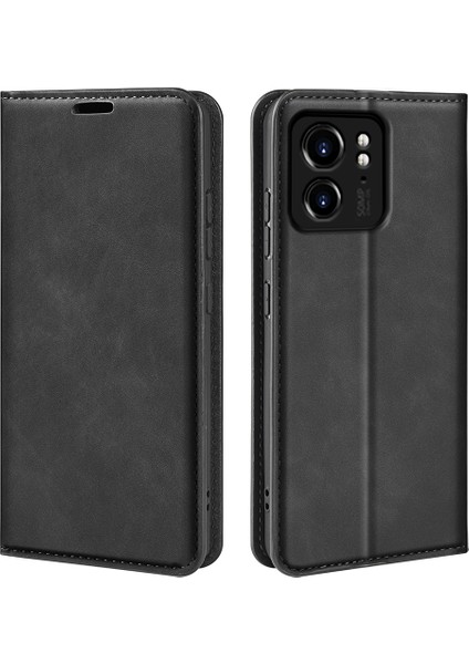 Motorola Edge 40 5g Pu Deri Cilt Dokunuşlu Cüzdan Standlı Telefon Kılıfı Için Manyetik Otomatik Emici Flip Kılıf-Siyah (Yurt Dışından)