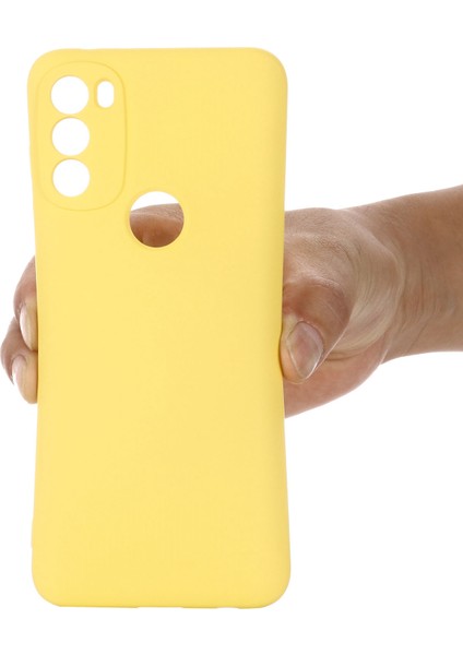 Motorola Moto G71 5g Sıvı Silikon Kılıf Yumuşak Mikrofiber Astar Darbeye Dayanıklı Düşme Koruma Kılıfı Kayışlı-Sarı (Yurt Dışından) indirimleri