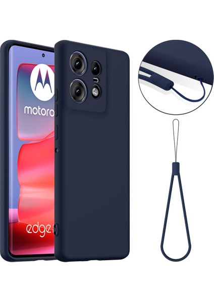Motorola Edge 50 Pro 5g Kılıf Için Magsafe Anti-Düşme Sıvı Silikon Telefon Kılıfı ve Kordon ile Uyumlu - Koyu Mavi (Yurt Dışından)