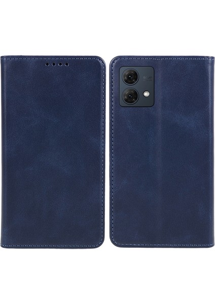 Motorola Moto G84 5g Pu Deri Cep Telefonu Kılıfı Dana Dokusu Stand Cüzdan Kapağı-Mavi (Yurt Dışından)