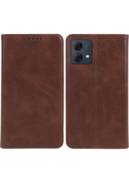 Motorola Moto G84 5g Pu Deri Cep Telefonu Kılıfı Dana Doku Standı Cüzdan Kapağı-Kahverengi (Yurt Dışından)