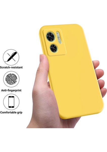 Motorola Edge 40 5g Yumuşak Astarlı Sıvı Silikon Telefon Kılıfı Çizilmez Cep Telefonu Kılıfı Kayışlı-Sarı (Yurt Dışından) modelleri