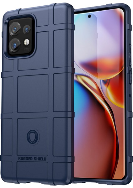 Motorola Moto X40 5G/EDGE+(2023)/EDGE 40 Pro 5g Düşmeye Dayanıklı Sağlam Kare Izgara Doku Darbeye Dayanıklı Yumuşak Tpu Arka Kapak-Mavi Telefon Kılıfı (Yurt Dışından)