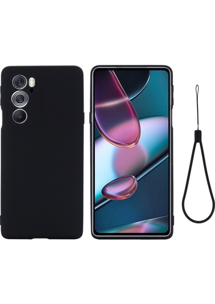 Motorola Edge 30 Pro (Motorola Edge+ (2022)) Için Düşmeye Karşı Sıvı Silikon Telefon Kılıfı Yumuşak Mikrofiber Astar Yastık Çizilmeye Karşı Koruyucu Kılıf-Siyah (Yurt Dışından)