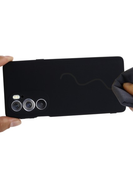 Motorola Edge 30 Pro (Motorola Edge+ (2022)) Için Düşmeye Karşı Sıvı Silikon Telefon Kılıfı Yumuşak Mikrofiber Astar Yastık Çizilmeye Karşı Koruyucu Kılıf-Siyah (Yurt Dışından) indirimleri