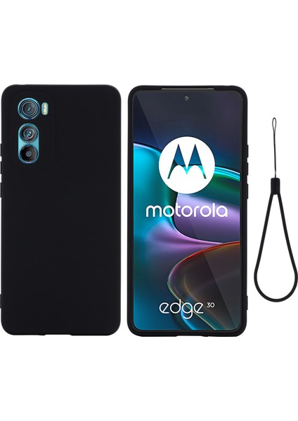 Motorola Edge 30 5g Sıvı Silikon Darbeye Dayanıklı Koruyucu Telefon Kılıfı Yumuşak Mikrofiber Astar Yastık Çizilmez Kapak-Siyah (Yurt Dışından)