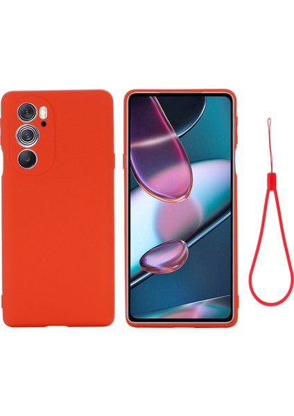 Motorola Edge 30 Pro (Motorola Edge+ (2022)) Için Düşmeye Karşı Sıvı Silikon Telefon Kılıfı Yumuşak Mikrofiber Astar Yastık Çizilmeye Karşı Koruyucu Kılıf-Kırmızı (Yurt Dışından)