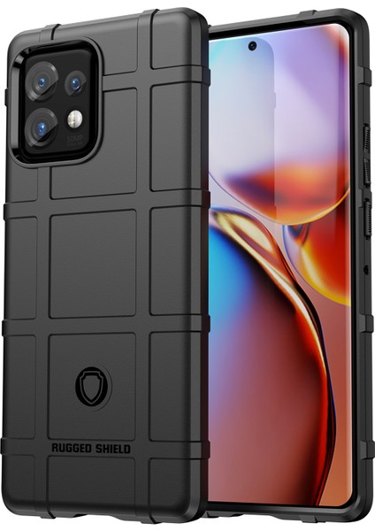 Motorola Moto X40 5G/EDGE+(2023)/EDGE 40 Pro 5g Düşmeye Dayanıklı Sağlam Kare Izgara Doku Darbeye Dayanıklı Yumuşak Tpu Arka Kapak-Siyah Için Telefon Kılıfı (Yurt Dışından)