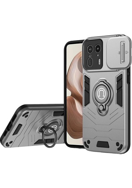 Motorola Edge 50 Ultra 5g/moto X50 Ultra 5g Kılıf Sürgülü Camshield Kickstand Pc+Tpu Telefon Kılıfı-Gri (Yurt Dışından)