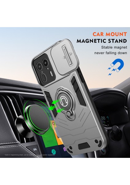 Motorola Edge 50 Ultra 5g/moto X50 Ultra 5g Kılıf Sürgülü Camshield Kickstand Pc+Tpu Telefon Kılıfı-Gri (Yurt Dışından) modelleri