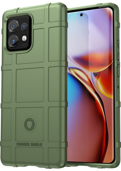 Motorola Moto X40 5G/EDGE+(2023)/EDGE 40 Pro 5g Düşmeye Dayanıklı Sağlam Kare Izgara Doku Darbeye Dayanıklı Yumuşak Tpu Arka Kapak-Yeşil Telefon Kılıfı (Yurt Dışından)