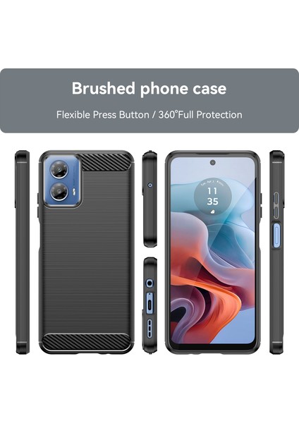 Motorola Moto G45 5G/G34 5g Fırçalanmış Tpu Kılıf Karbon Fiber Doku Telefon Kılıfı-Siyah (Yurt Dışından) modelleri