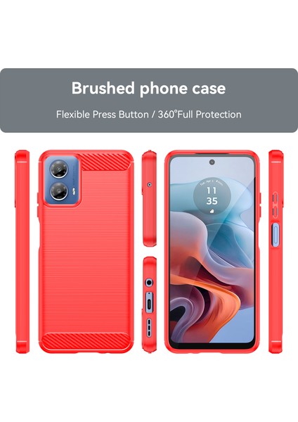 Motorola Moto G45 5G/G34 5g Fırçalanmış Tpu Kılıf Karbon Fiber Doku Telefon Kılıfı-Kırmızı (Yurt Dışından) modelleri