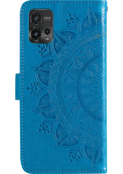 Motorola Moto G72 4g Darbeye Dayanıklı Telefon Kılıfı Baskılı Mandala Çiçek Desenli Telefon Standı Kılıfı Cüzdan-Mavi (Yurt Dışından) indirimleri