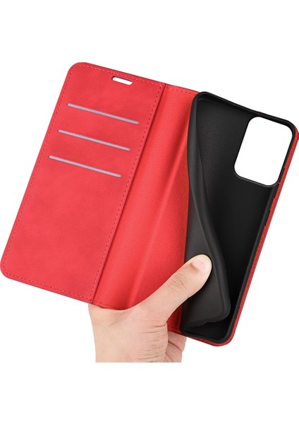 Motorola Moto G45 5G/G34 5g Kılıf Pu Deri Stand Görünüm Manyetik Korumalı Telefon Kılıfı-Kırmızı (Yurt Dışından) fırsatları
