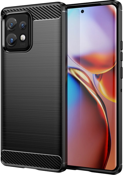 Motorola Moto X40 5G/EDGE+(2023)/EDGE 40 Pro 5g Düşme Koruması Karbon Fiber Doku Tpu Koruyucu Telefon Kılıfı Fırçalanmış Cep Telefonu Kılıfı-Siyah (Yurt Dışından)