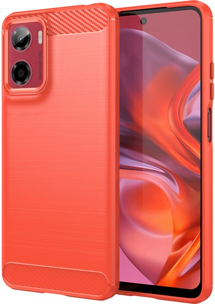 Motorola Moto E15 4G/G05 4g Kılıf Koruyucu Telefon Kılıfı Karbon Fiber Doku Fırçalanmış-Kırmızı (Yurt Dışından)