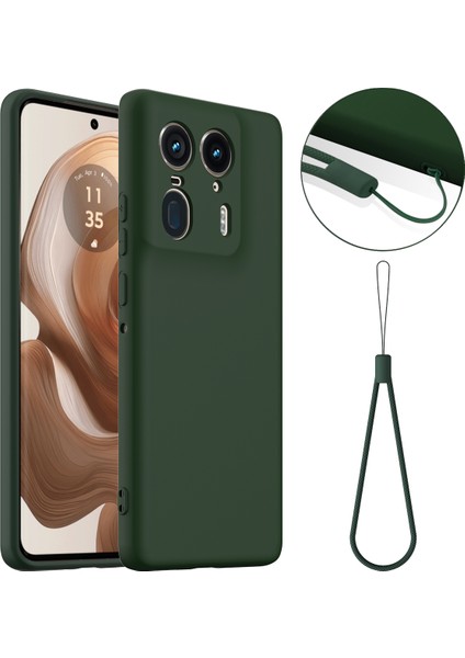 Motorola Edge 50 Ultra 5g/moto X50 Ultra 5g Kılıf Için Magsafe Anti-Düşme Sıvı Silikon Telefon Kılıfı ve Kordon ile Uyumlu - Koyu Yeşil (Yurt Dışından)