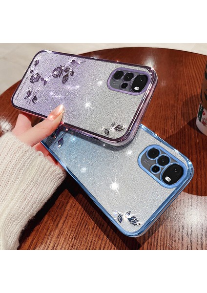 Kadem Motorola Moto G22 Kılıfı Parıltılı Yapay Elmas Çiçek Tpu Telefon Arka Kapağı-Mavi (Yurt Dışından) fiyatları