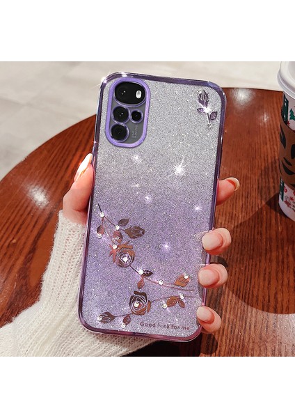 Kadem Motorola Moto G22 Kılıfı Parıltılı Yapay Elmas Çiçek Tpu Telefon Arka Kapağı-Mavi (Yurt Dışından) indirimleri