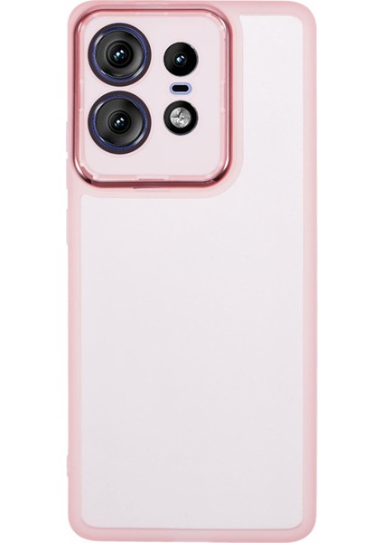 Dksm Serisi Motorola Edge 50 Pro 5g Kılıf Elektrolizle Kaplanmış Kamera Çerçevesi Tpu Telefon Kılıfı-Şeffaf Pembe (Yurt Dışından)