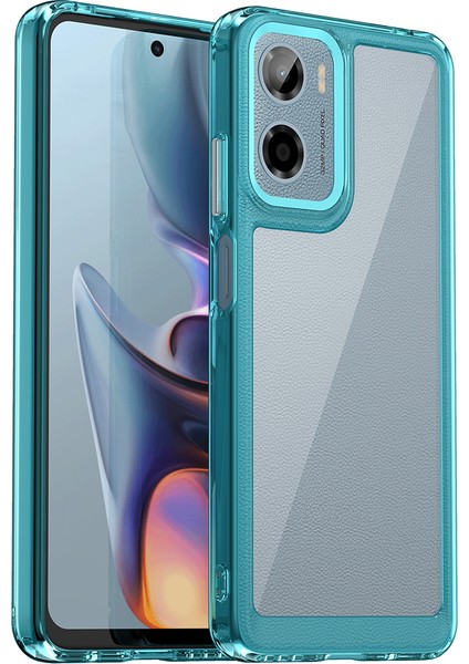 Motorola Moto E15 4G/G05 4g Kılıf Tpu+Akrilik Koruyucu Şeffaf Telefon Kılıfı-Şeffaf Mavi (Yurt Dışından)