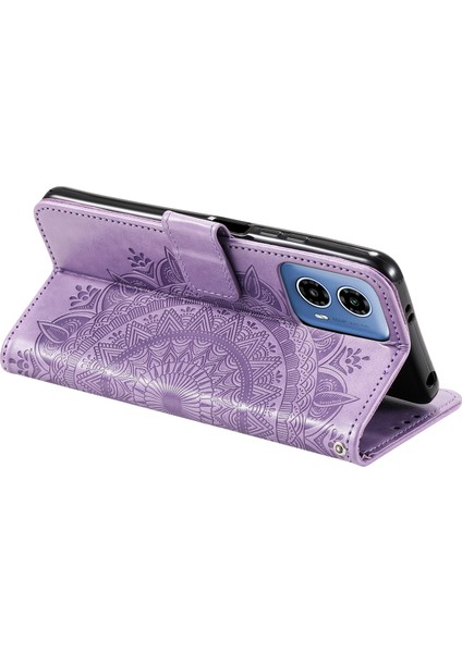 Motorola Moto G45 5G/G34 5g Telefon Kılıfı Mandala Çiçek Standı Pu Deri Kılıf Cüzdan-Mor (Yurt Dışından) fırsatları