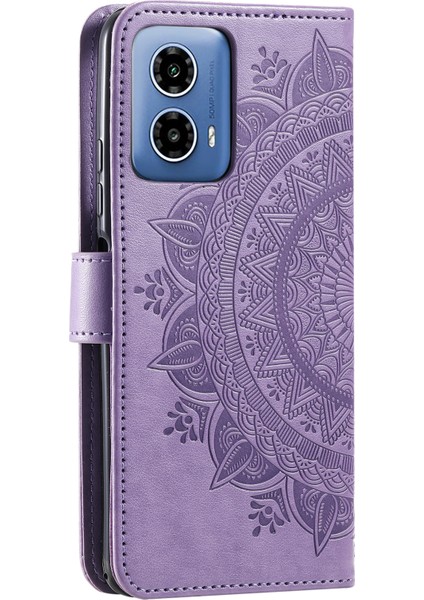 Motorola Moto G45 5G/G34 5g Telefon Kılıfı Mandala Çiçek Standı Pu Deri Kılıf Cüzdan-Mor (Yurt Dışından) indirimleri