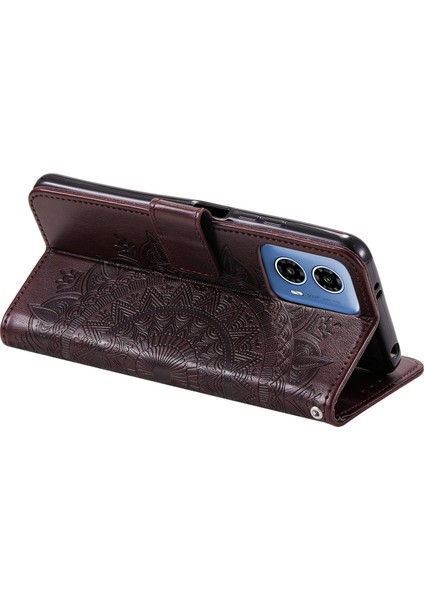 Motorola Moto G45 5G/G34 5g Telefon Kılıfı Mandala Çiçek Standı Pu Deri Kılıf Cüzdan-Kahverengi (Yurt Dışından) fırsatları